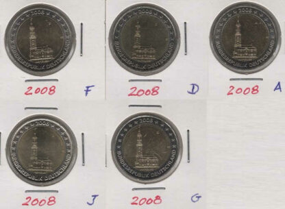 Alemanha 2 Euro 2008 Hamburg (Set 5 moedas)