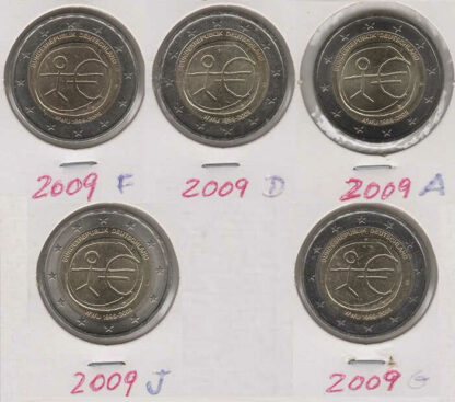 Alemanha 2 Euro 2009 - 10 Anos União Monetária (Set 5 moedas)