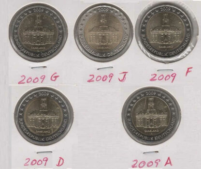 Alemanha 2 Euro 2009 - Saarland (Set 5 moedas)