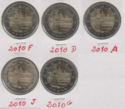 Alemanha 2 Euro 2010 Bremen (Set 5 moedas)