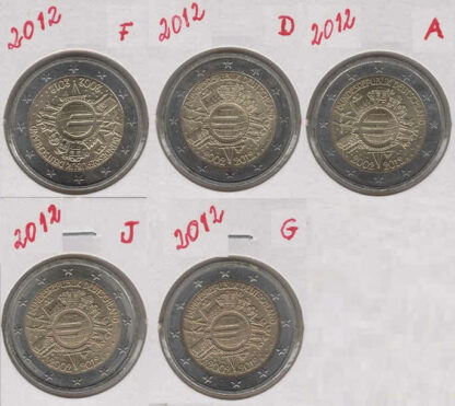 Alemanha 2 Euro 2012 - 10  Anos Euro (Set 5 moedas)