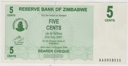 Zimbabué 5 Cents 2006