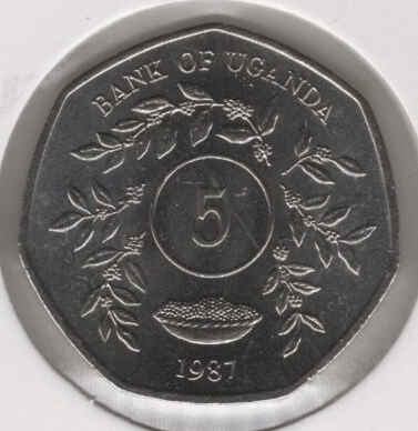 Uganda 5 Shillings 1987