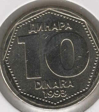 Jugoslávia 10 Dinara 1993