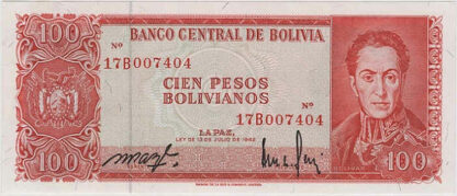 Bolívia 100 Pesos 1962