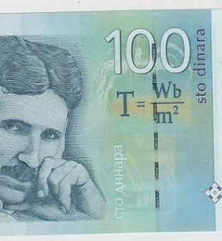 Sérvia 100 Dinar 2013 Nikola Tesla