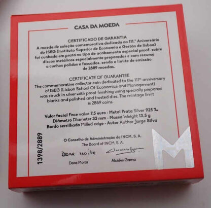 Portugal 7,50 Euro 2022 ISEG 111 Anos - Proof - Image 3