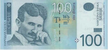 Sérvia 100 Dinar 2012 Nikola Tesla